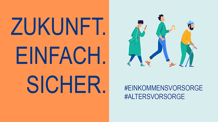 Titelfolie Info-Präsentation für Azubis von verlinkter PPT; Einkommensvorsorge und Altersvorsorge